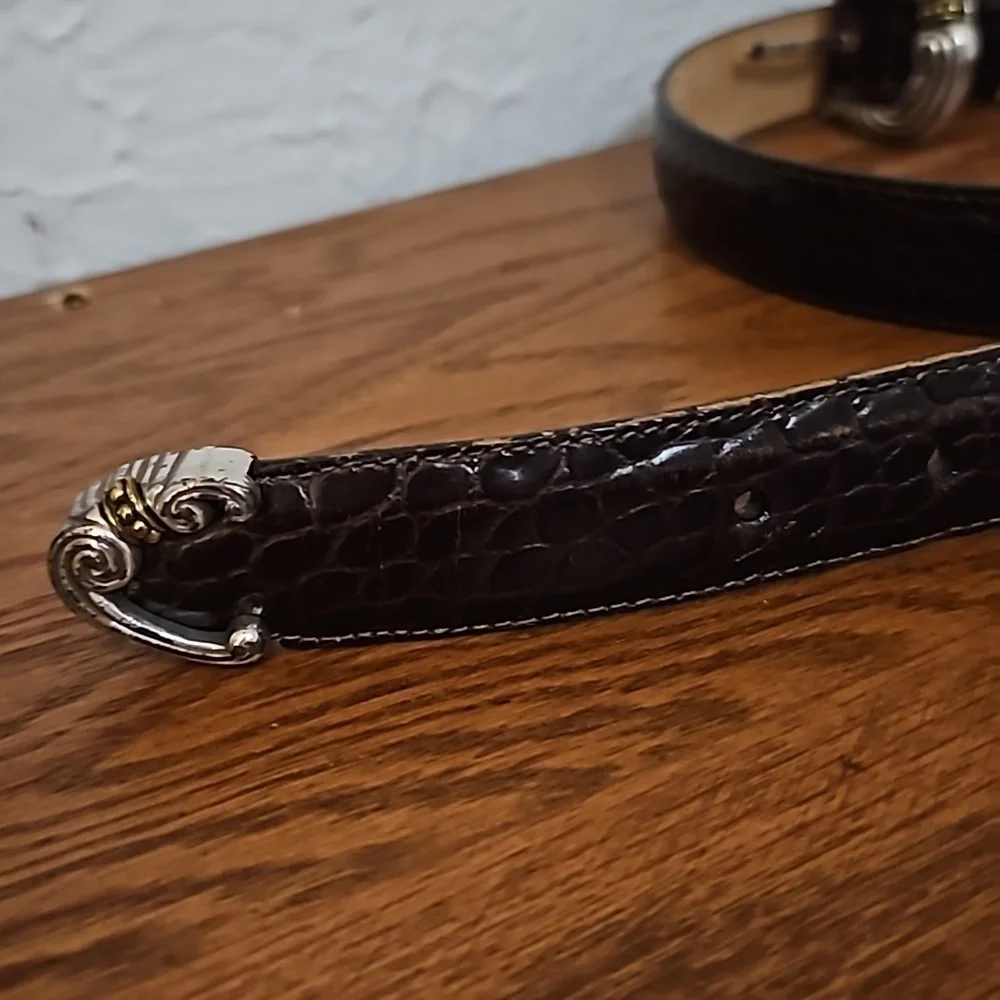 VTG BRIGHTON 1990s Dark Brown Crocodile Belt Medium